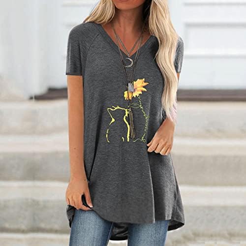 Majica bluza za teen djevojke Ljeto jesen s kratkim rukavom odjeća od pamuka V izrez grafički casual top