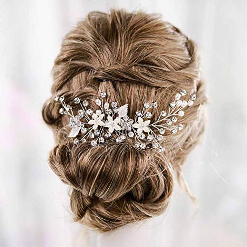 Yikisdy Silver Brides vjenčani češalj za kosu Crystal bridal hair Piece Floral Bride hair Accessories za