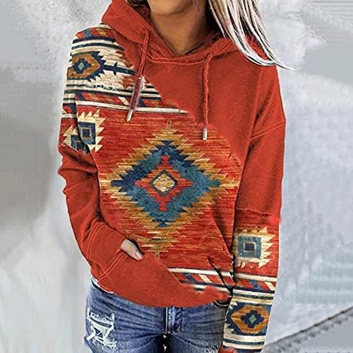 Ženski casual geometrijski konj print dugih rukava na vrhu pulover, duks sa kapuljačom etničkog stila