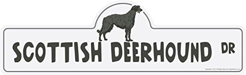 Škotski Deerhound Street znak | Indoor / Vanjski | Lover za pse Smiješni kućni dekor za garaže, dnevne sobe, spavaća soba, kancelarije | Personalizirani poklon za prijavu | 24 širok plastični znak