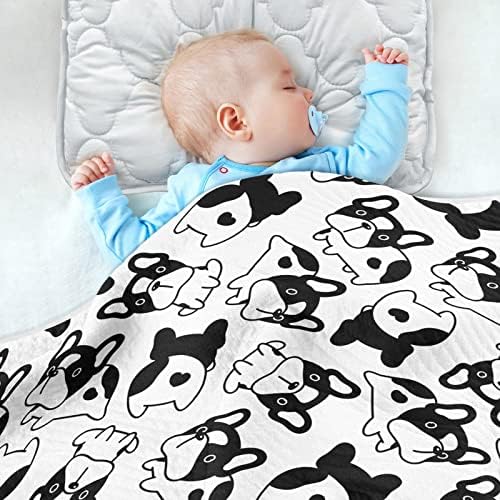 Swaddle pokrivač francuski buldog pamučni pokrivač za dojenčad, primanje pokrivača, lagana mekana prekrivačica