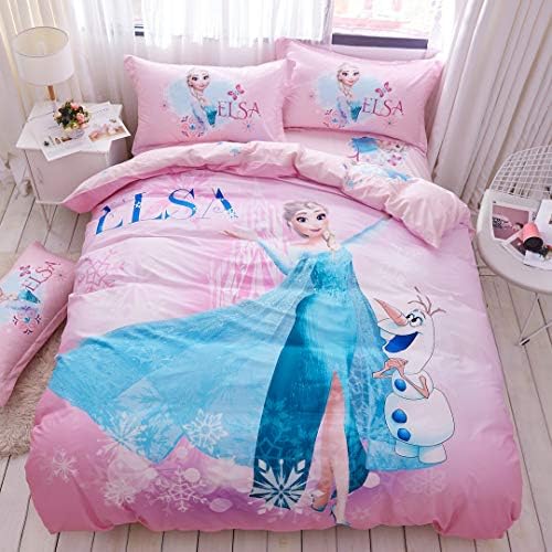 Casa pamučna dječja posteljina set Djevojke smrznute Elsa princeze ružičasti prekrivač i jastuk i ugrađeni
