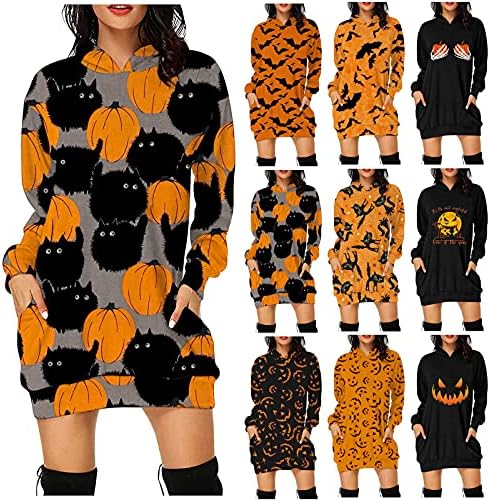 ICJJL Halloween Kostimi za žene Seksi Ders plus veličine tiskane vrećice s kapuljačom kukaste džemper modna