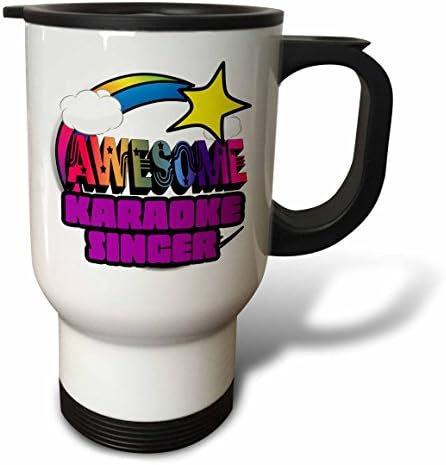 3Droza Snimanje zvijezda Rainbow Awesome Karaoke pjevačka putnička krigla, 14 oz, bijela