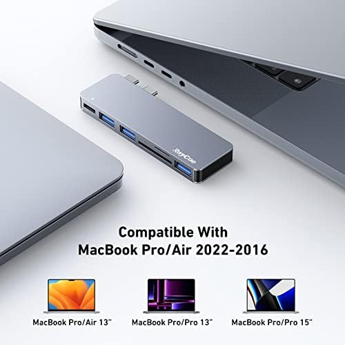 USB C HUB Adapter za MacBook Pro/Air 13 15 2022 2021 2020, RayCue 6 U 2 USB-C dodatna oprema sa 3 USB 3.0
