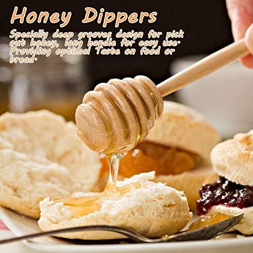 Fdit 50kom / Set kućanski drveni prijenosni Mini džem med Dipper Jar doziranje sakupljanje štapića za miješanje