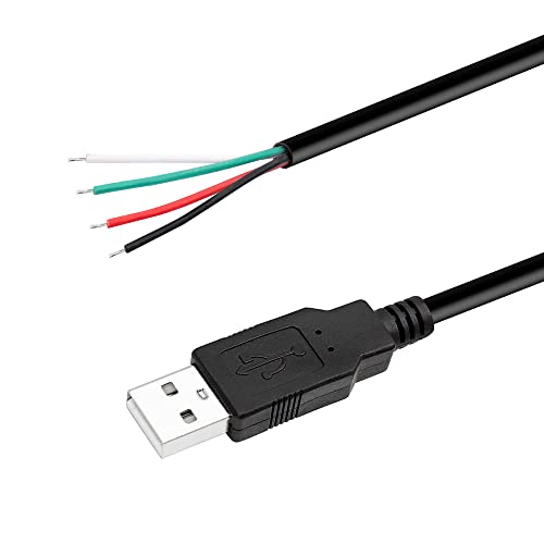 Rieiyoca 2pcs USB 2.0 Muška utikač 4pin Goli žica, USB električni podaci Kabel DIY pigtail kabel za USB