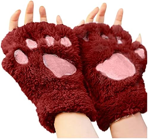 1 par slatka mačka kandža medvjed šapa zima toplo umjetno krzno rukavice za žene Teen Djevojke Božić rukavice