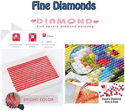 Dijamantni setovi za odrasle, Comollon Diamond Art Kids početnik DIY 5D boja po brojevima, velikim punim