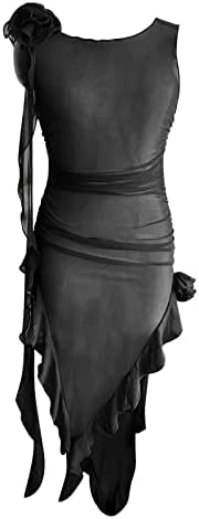 Miashui T Shirt haljine za žene kratki rukav ženski tregeri V izrez visokog struka na volanima nepravilan