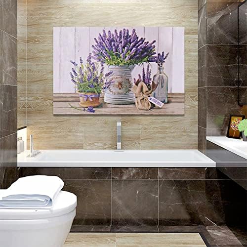 Zid od lavande Art Country Floral Canvas Prints Painting Rustic Purple Flower Pictures Framered Artwork