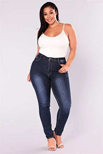 Andongnywell Women Plus veličine Slims traper hlače klasične opuštene fit ravne traperice s džepovima pantalone