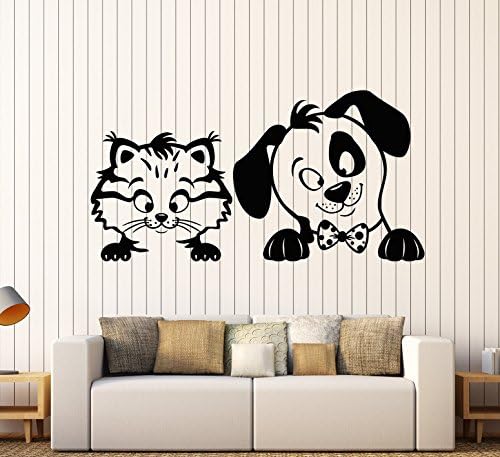 Vinilni zidni naljepnica crtani mački štene kućni ljubimci životinje naljepnice za vrtić veliki dekor crni