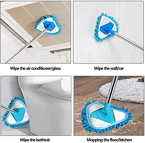 Mops za čišćenje poda, multifunkcionalni plavi trokut Mop mikrovlakna sa tri zamjenjive glave mopa mokra