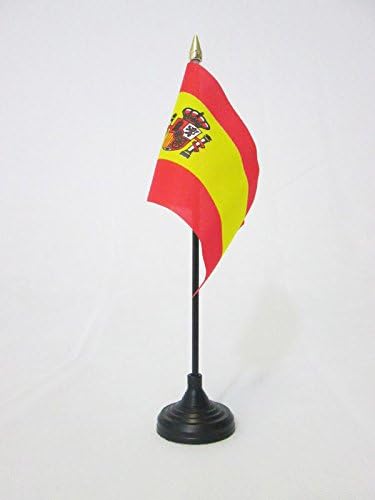 AZ zastava Španjolska Zastava tablice 4 '' x 6 '' - španska stojna zastava 15 x 10 cm - Zlatni koplje