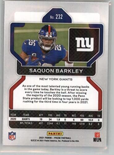 2021 Panini Prizm 232 Saquon Barkley New York Giants NFL fudbalska trgovačka kartica
