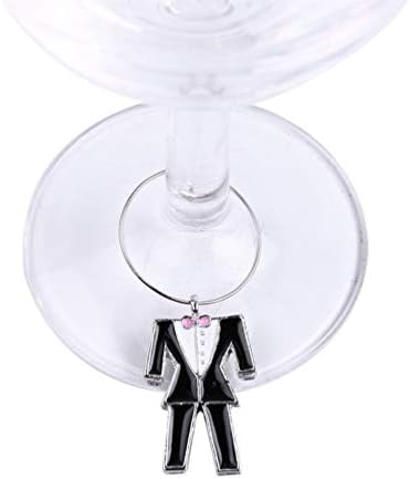 Aboofan Glass čaše za piće vjenčanje vino staklo čari 5kom piće markeri oznake Tux vino staklo haljina vino