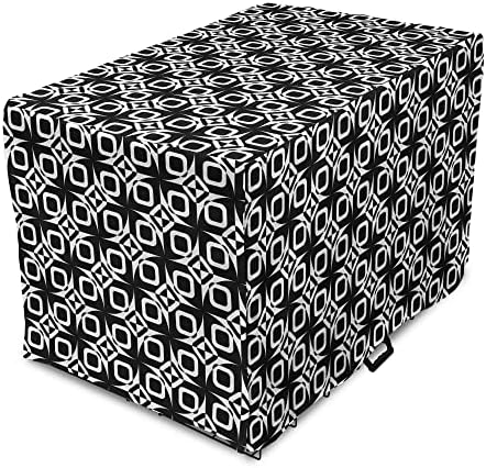 Poklopac sanduka za crnu i bijelu pse, apstraktni kvadrat i trouglovi unutar zakrivljenih ovalnih oblika