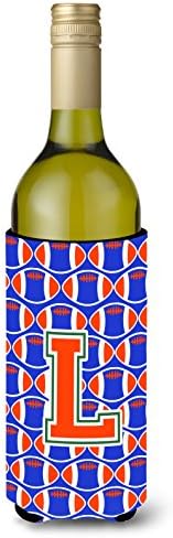 Caroline's blaga CJ1083-Lliterk Pismo l Fudbal Green, Plava i narančasta boca za vino Hugger, Bočica hladnije rukava Hugger Machine za pranje Izulator izolacije izoliranog pića,