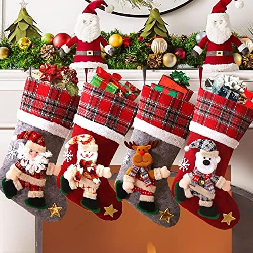 Nibesser Božićna suknja i božićne čarape Buffalo plairano provjereno suknja od drveta 15.7 Klasična seoska kuća velike božićne čarape