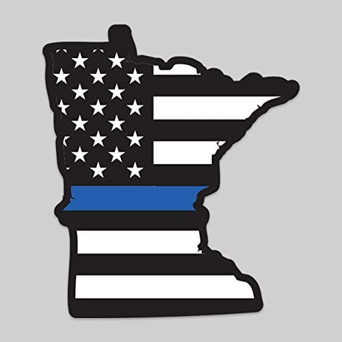 2-pack Minnesota država nacrta američka zastava na tankih plavih linija Vinil naljepnica za vinil | 5 inča