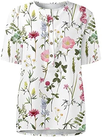 Ženski kratki rukav Dressy Fashion Summer Grafički grafički cvjetno tiskano Trendi bluza Tunika paketa za žene za žene