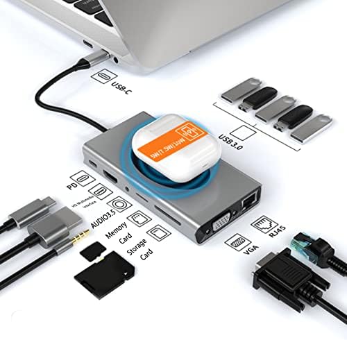 USB C Hub, 13 U 1 USB C HUB Multiport Adapter, Tip C Hub Tip C do HD multimedijalni interfejs VGA 5 USB3.0