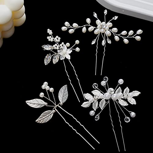 5 komada vjenčani češalj za kosu Bridal Hair Pins Set Silver Crystal Pearl kosa bočni češalj u obliku cvijeta