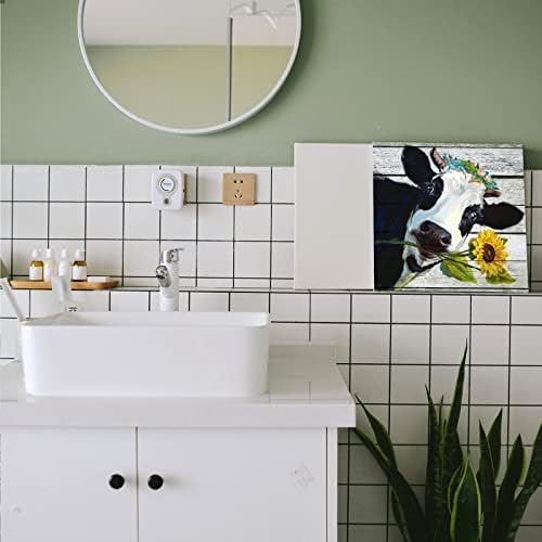 Cow Decor suncokretovo kupatilo dekor crno-bijeli zidni dekor krava slike zidni dekor seoska kuća kupatilo