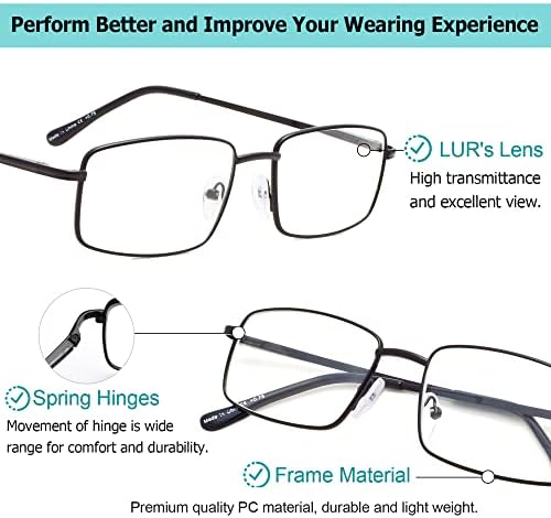 LUR 3 pakovanja metalnih naočala za čitanje + 3 pakovanja polu-riskih naočala za čitanje
