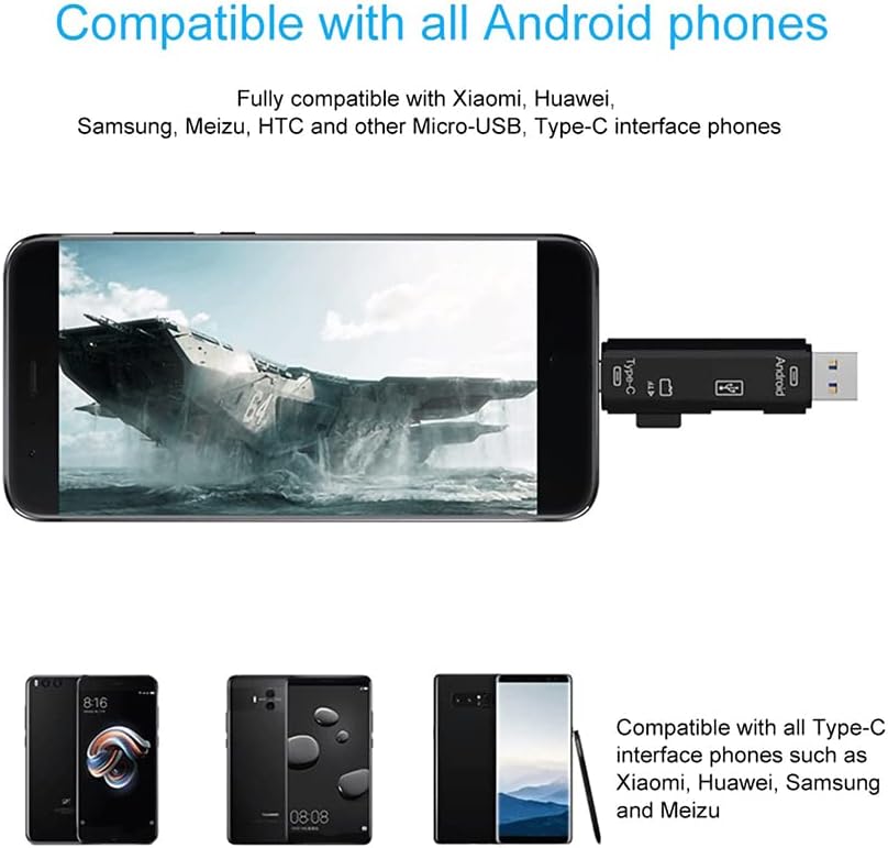 5 u 1 multifunkcionalni čitač kartica kompatibilan sa Samsung Galaxy S20 Plus ima USB Type-C/MicroUSB /