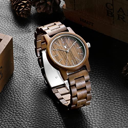 LeeEv drveni satovi Uwood serija 40 mm Unisex prirodno ručno rađeno Drvo sat sa poklon kutijom & amp; bend