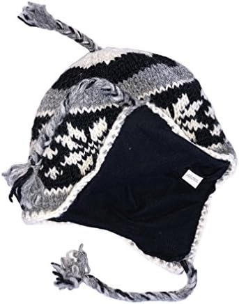 Ručna pletena šerpa vunena šeširka sa mikro rukom, zaklopke uha, toketi, beanie