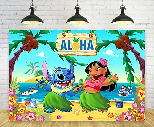 Hawaii Tropical Pozadine za Lilo i Stitch dekoracije za rođendanske zabave zalihe Stitch Baby Shower fotografija pozadina za dekoracije stola za torte Happy Birthday Banner 5x3ft