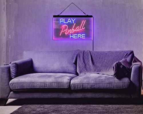 ADVPRO Pinball soba Igrajte ovdje prikaz Igre Man pećina dekor dvobojni LED neonski znak plava & crven 16