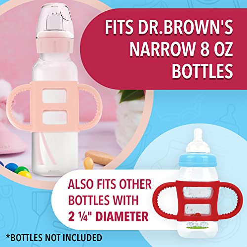 [4 Pakovanje] Impresa Pink ručke za bočice za dr Brown dečije bočice - naučite bebe da piju nezavisno sa