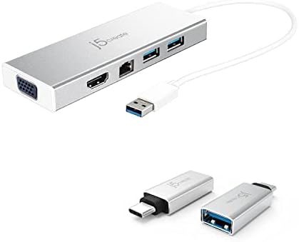 J5 kreirajte USB a Hub sa HDMI, VGA, Ethernet + USB C na USB Tip-A Adapter