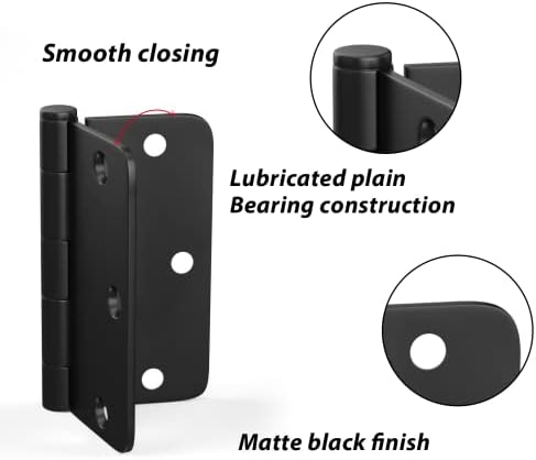6pack mat crni šarke za crne vrata Haidms 3,5 inčni x 3,5 inčnih unutarnjih vrata šarke Crna vrata šarke