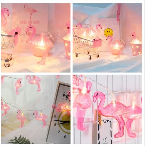Fantasee 6M 40 LED Flamingo žičana svjetla na baterije LED Fairy fantastična svjetla za spavaću sobu za djecu dječija soba Rođendanska zabava dekor