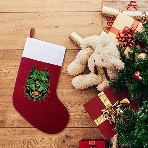 Šarena pitbull glava crveni božićni praznici čarape Početna ukrasi za Xmas Tree Kamin Viseće čarape