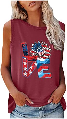 Narhbrg ženski casual labav tenkovi grafički udobni ljetni osnovne majice Slatka američka zastava tiskane