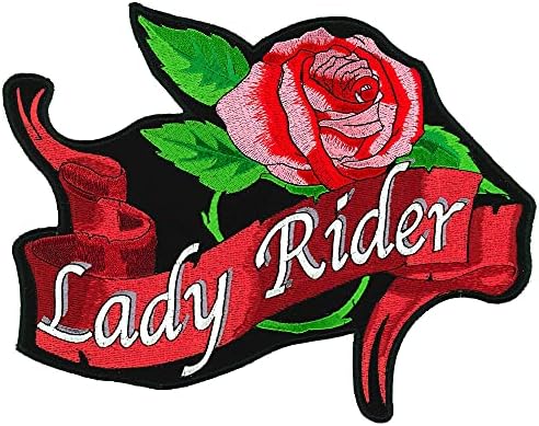 Lady Rider Patch - vezena umjetnička toplota zapečaćena pod šiljatima / željeza - na velikim biciklistima