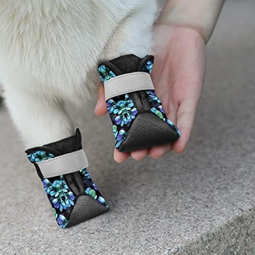 Gongbawa Blue Hibiscus cvjetne čizme za pse za vruće kolnike Mali psi na otvorenom proklizavajuće cipele