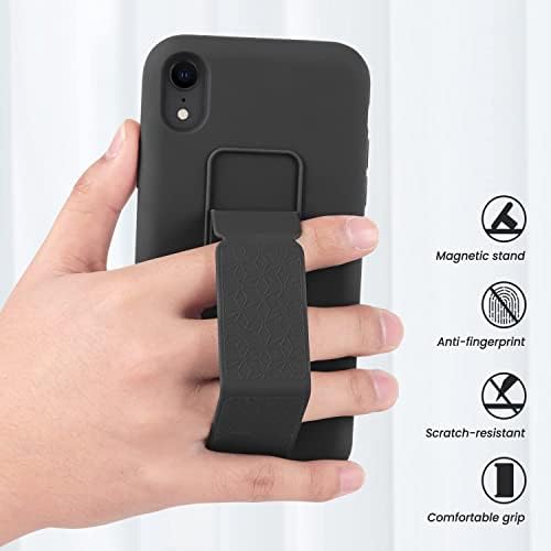 Laudtec Silicone Kickstand Case kompatibilan sa iPhone XR vertikalnim i horizontalnim postoljem za ruke metalni udarac, fleksibilan mekani tekući silikonski postolje za iPhone XR