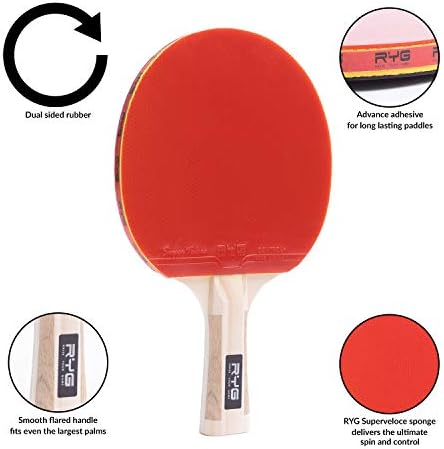 Podignite svoju igru ​​ping pong vesla - 4 igrača Premium stolni tenis paket, 10 Profesionalne igre za igre,