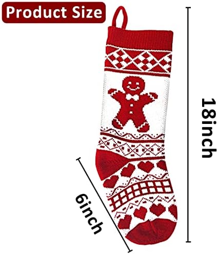 4 pakovanje 18 pletene božićne čarape, ekstra velike xmas čarape ukras Santa Snowman Reindeer Gingerbread