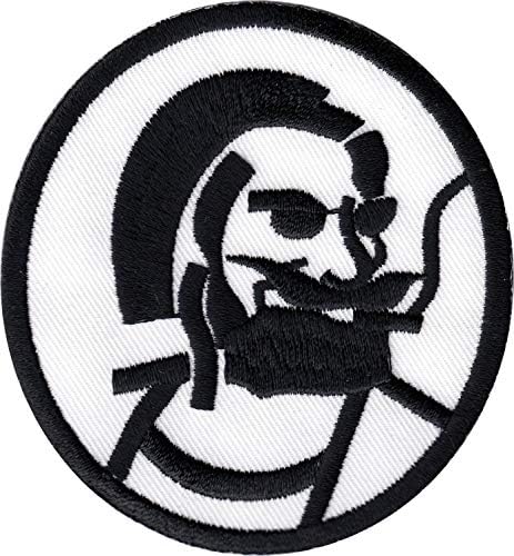 Zig Zag MAN - Crni dizajn i obrub na bijeloj pozadini - vezeno željezo na ili šivaju zakrpa