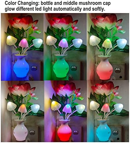 AUSAYE senzor LED noćno svjetlo Plug-in noćno svjetlo, promjena boje ruža cvijet gljiva noćno svjetlo za djecu odrasle spavaća soba, kupatilo, rasadnik, kuhinja, podrum