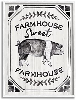 Stupell Industries Sweethowhouse potpisuje Vintage Farm Svinjska ilustracija Bijela uokvirena zidna umjetnost,