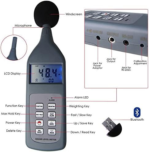Walnuta Professional Handheld Digitalni bežični zvučni zvuk Merač zvuka Tester za mjerač 30 ~ 130DB + CD